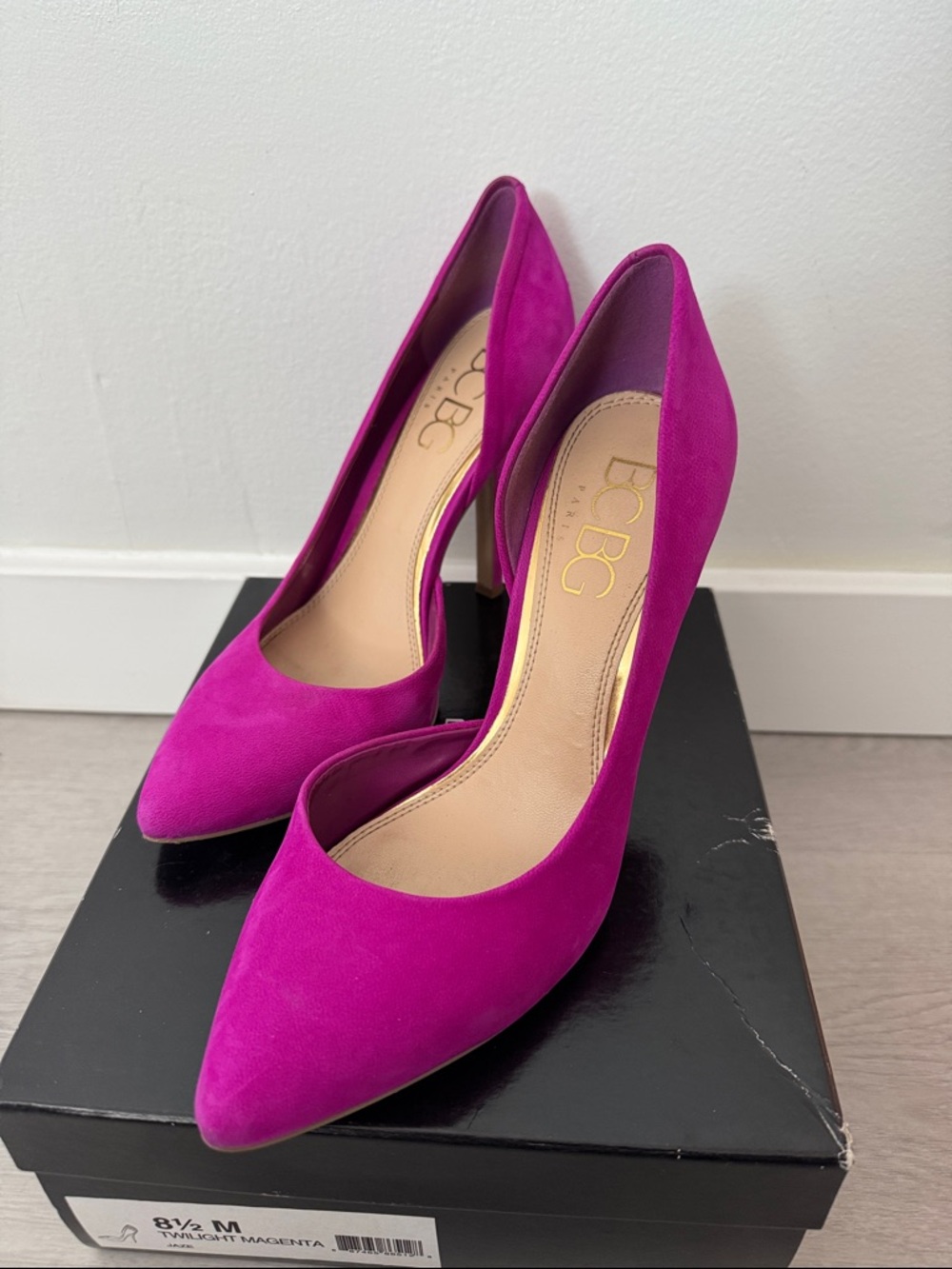 BCBG Jaze Twilight Magenta Pointed-Toe Suede Pump - Picture 4 of 5